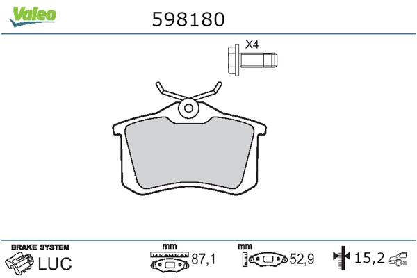 VALEO Hátsó fékbetét 598180_VALEO